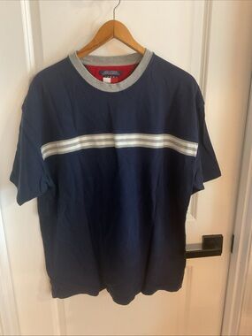 Tommy Hilfiger - Navy Short-Sleeve Crewneck with Gray Stripe - Men’s Size XL